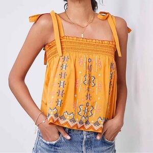 Anthropologie Embroidered Tank Top, M